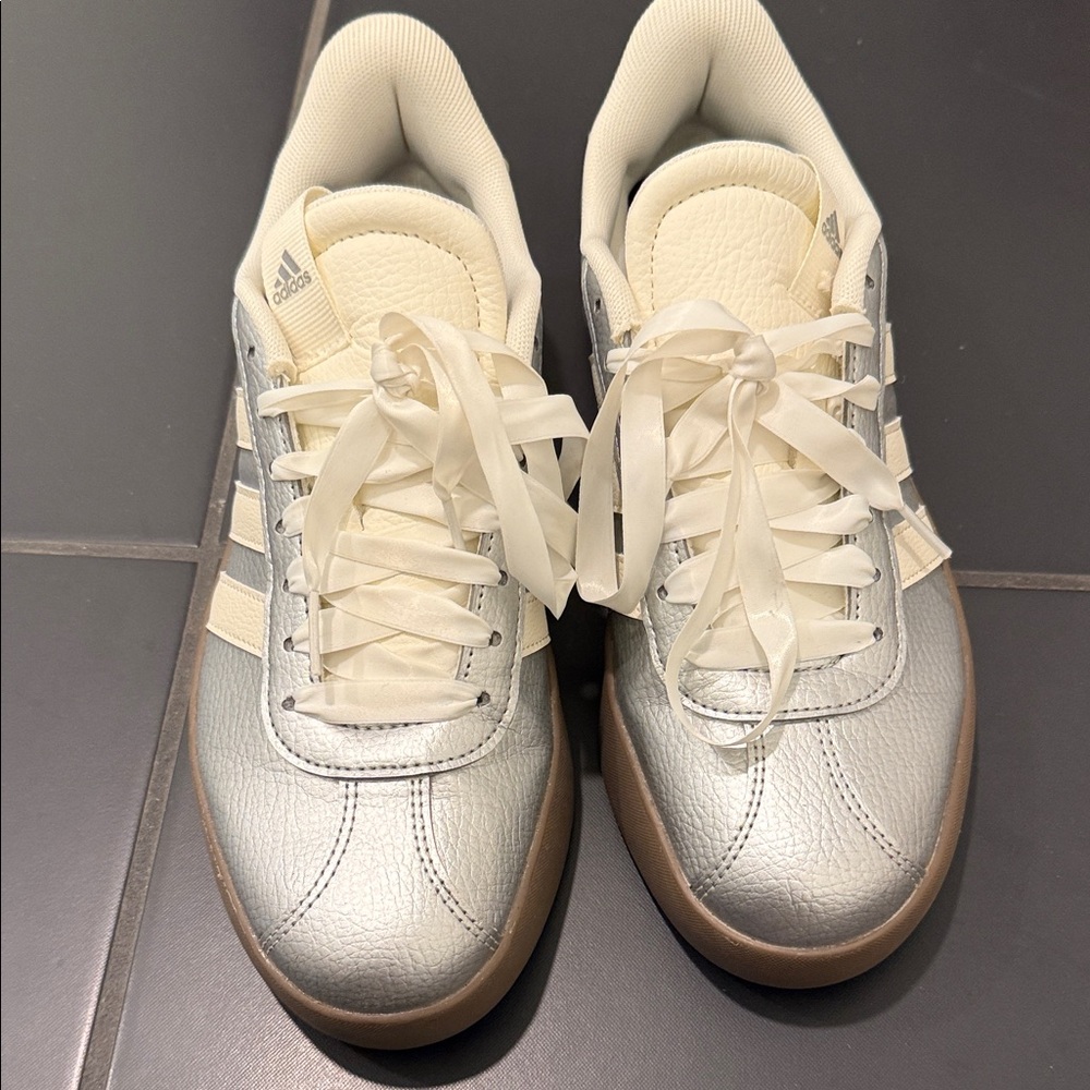 Adidas Metallic Silver and Cream Sneakers only worn once